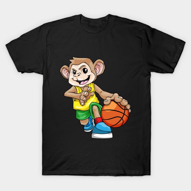 Funny monkey is playing basketball T-Shirt by Markus Schnabel